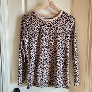 Animal Print Tan/Black Long Sleeve Top (S)